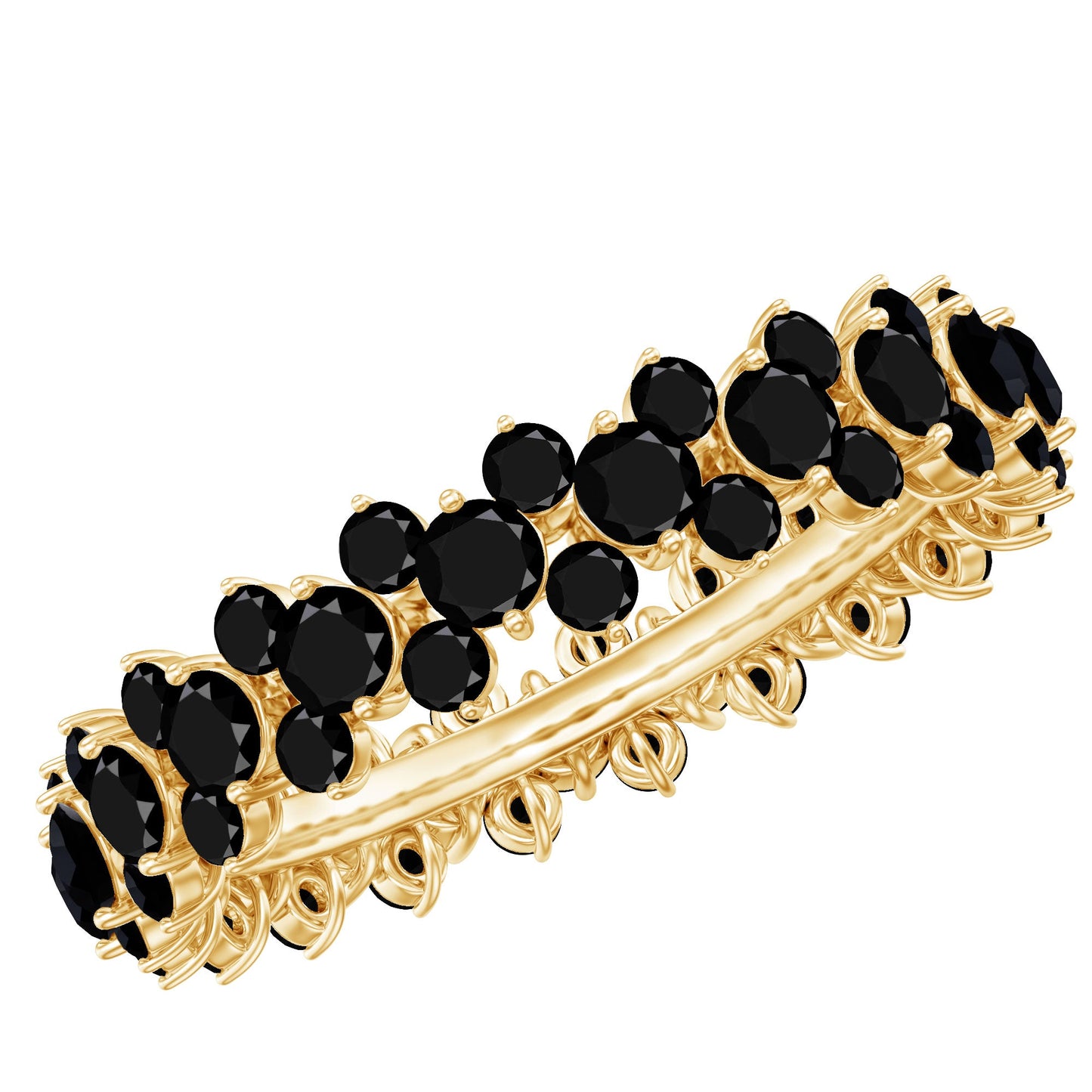 Certified Black Spinel Eternity Band Ring for Women