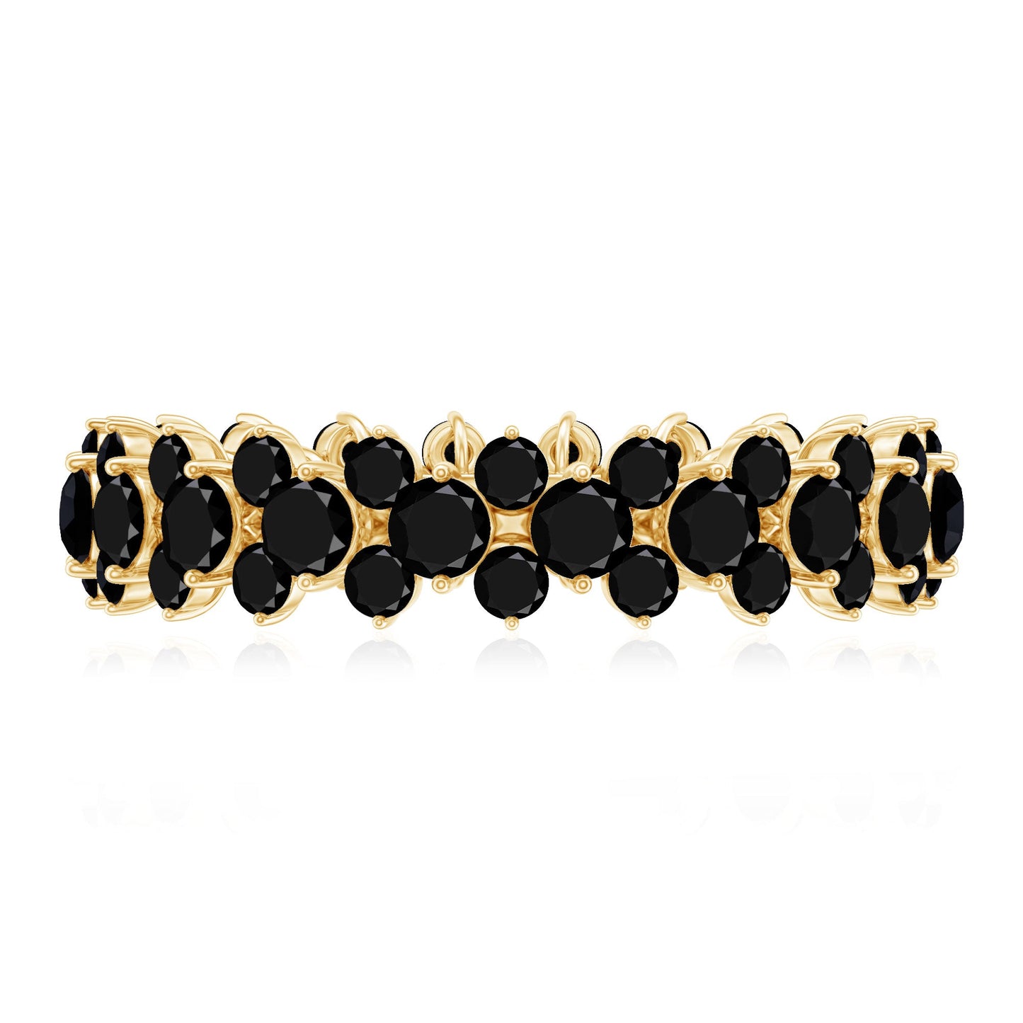 Certified Black Spinel Eternity Band Ring for Women