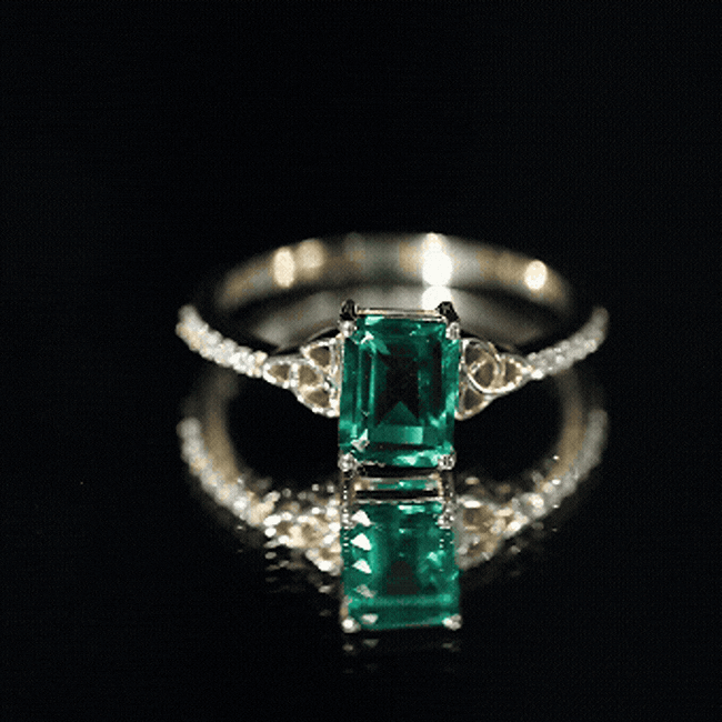 Solitaire Lab Created Emerald Celtic Engagement Ring with Diamond