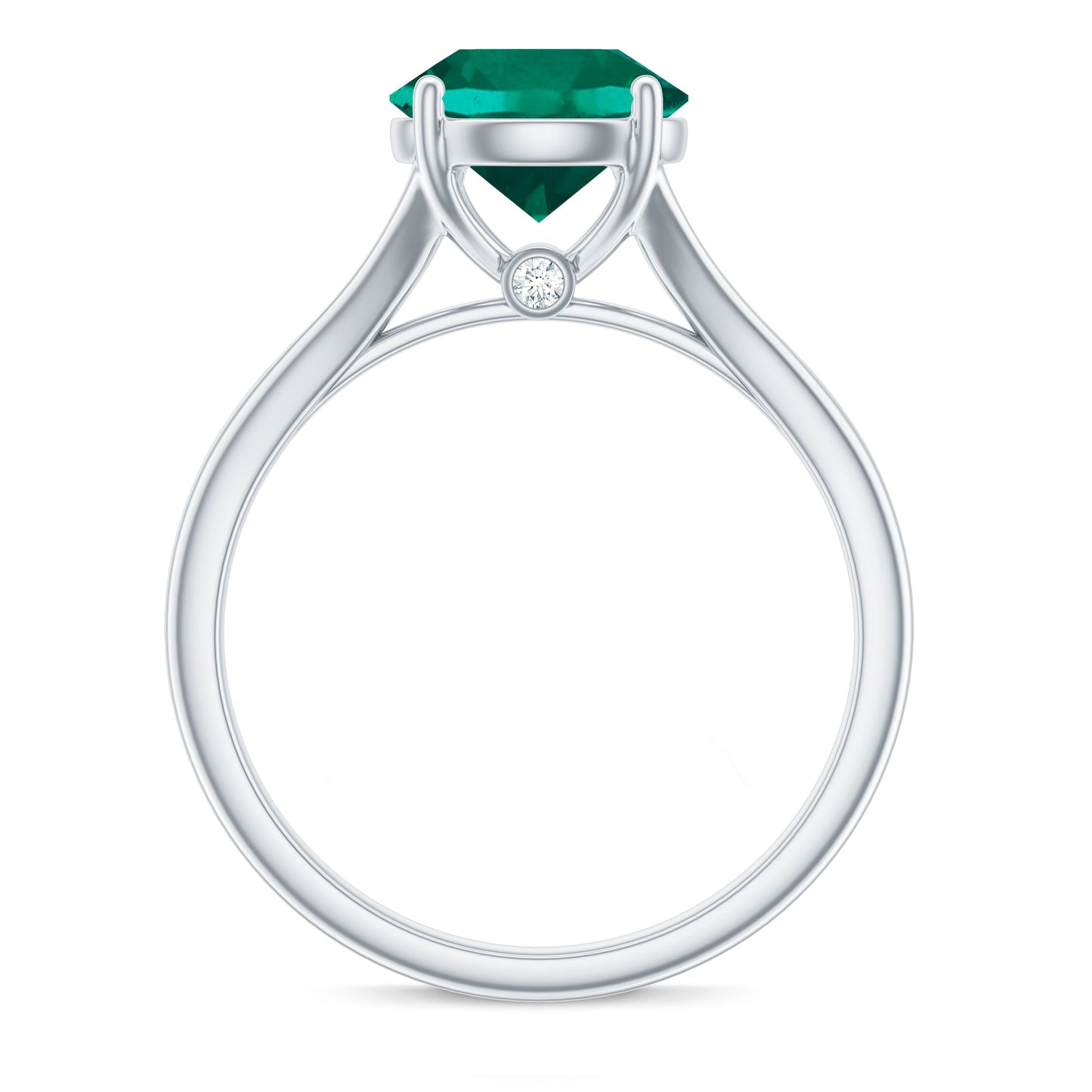 Certified 8mm Lab Grown Emerald Engagement Ring with Diamond