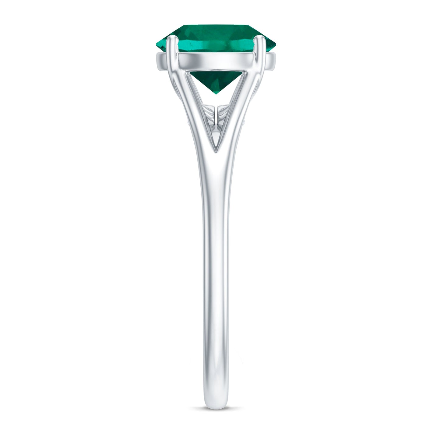 Certified 8mm Lab Grown Emerald Engagement Ring with Diamond