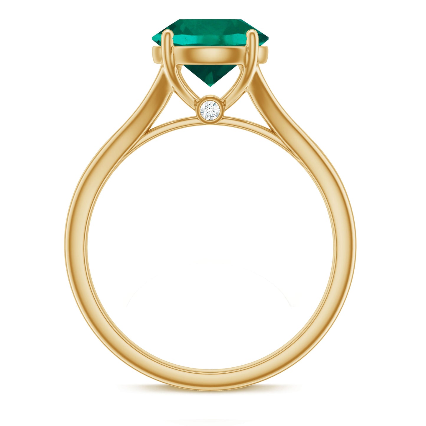 Certified 8mm Lab Grown Emerald Engagement Ring with Diamond