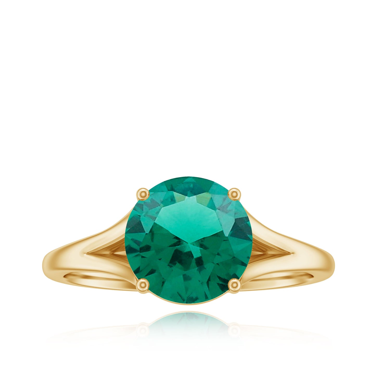 Certified 8mm Lab Grown Emerald Engagement Ring with Diamond