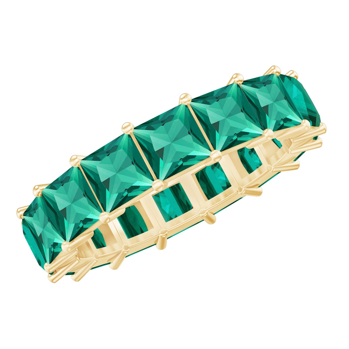 Princess Cut Lab Created Emerald Full Eternity Band
