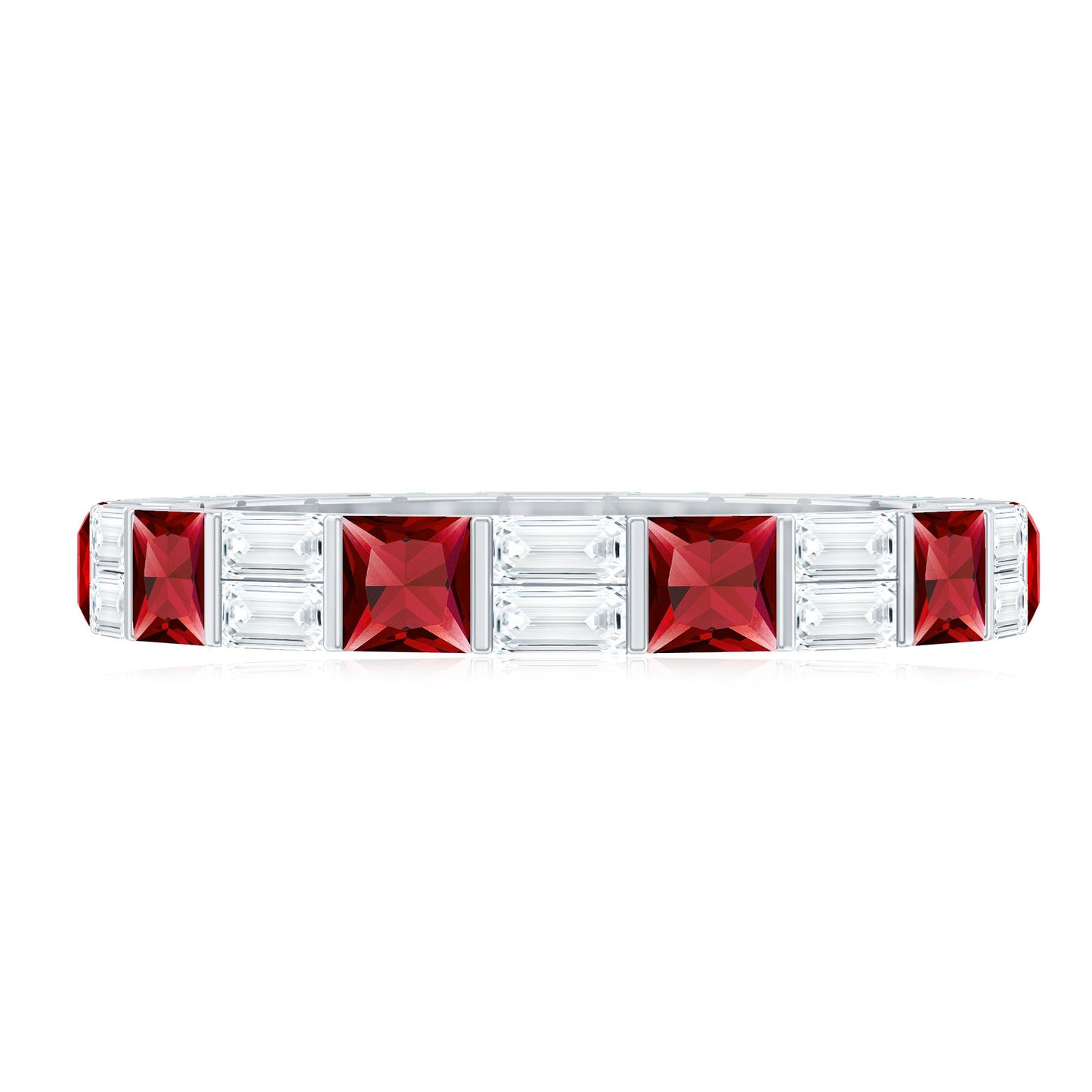 Princess Cut Lab Created Ruby And Moissanite Full Eternity Ring