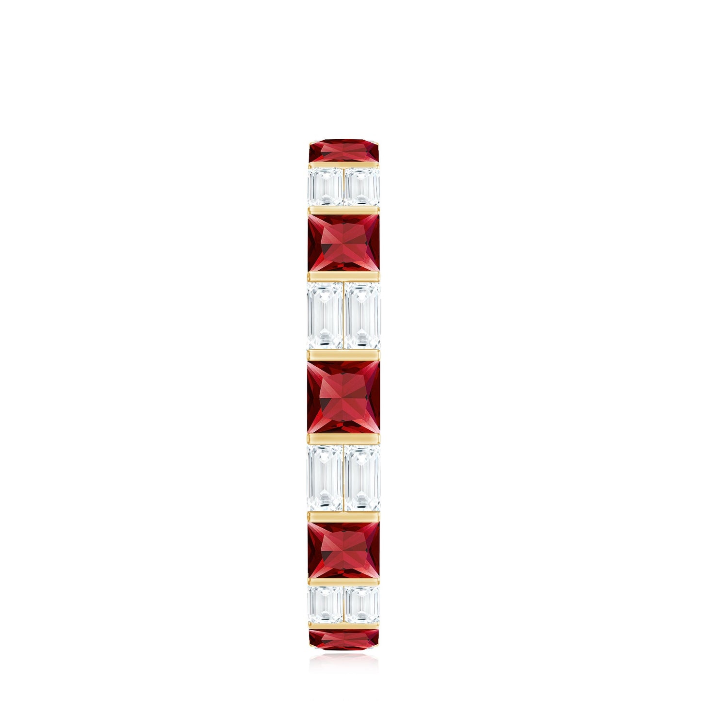 Princess Cut Lab Created Ruby And Moissanite Full Eternity Ring