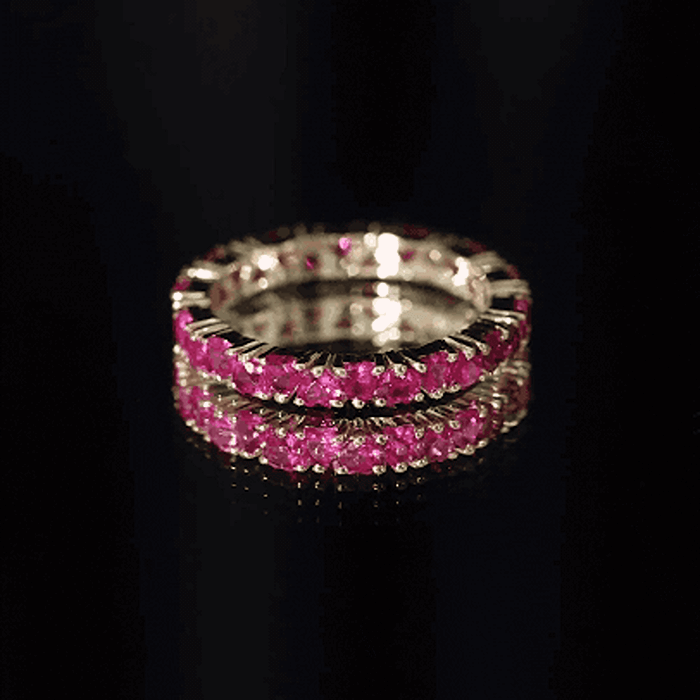 3 Carat Lab Created Ruby Heart Eternity Band Ring