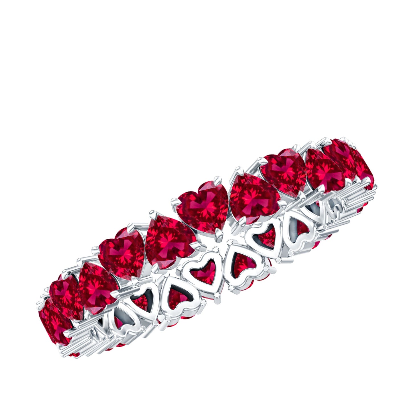 3 Carat Lab Created Ruby Heart Eternity Band Ring