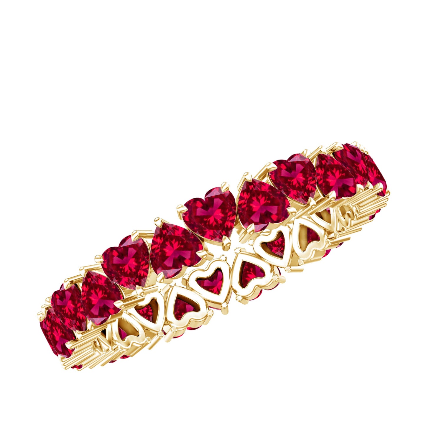 3 Carat Lab Created Ruby Heart Eternity Band Ring