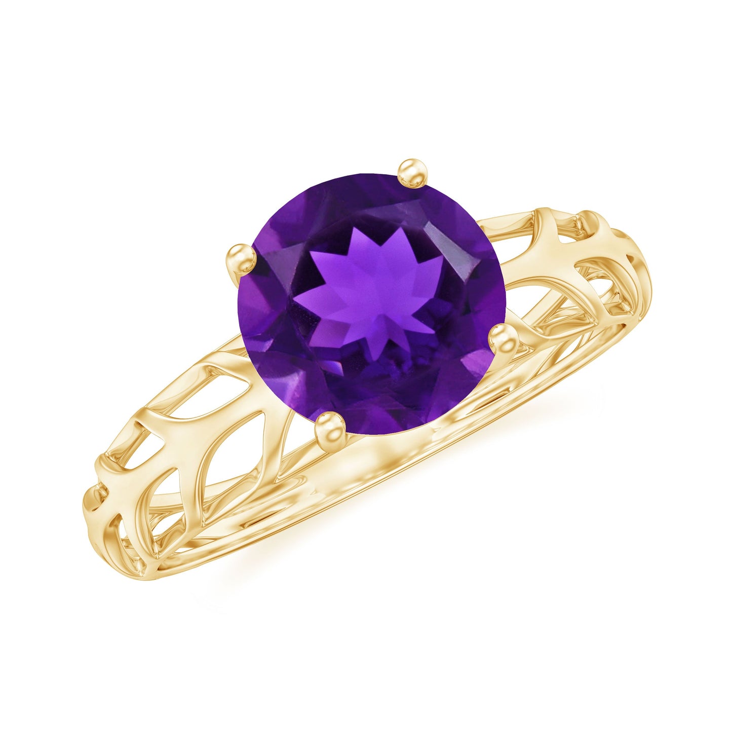1.2 Carat Round Amethyst Solitaire Engagement Ring with Filigree Details