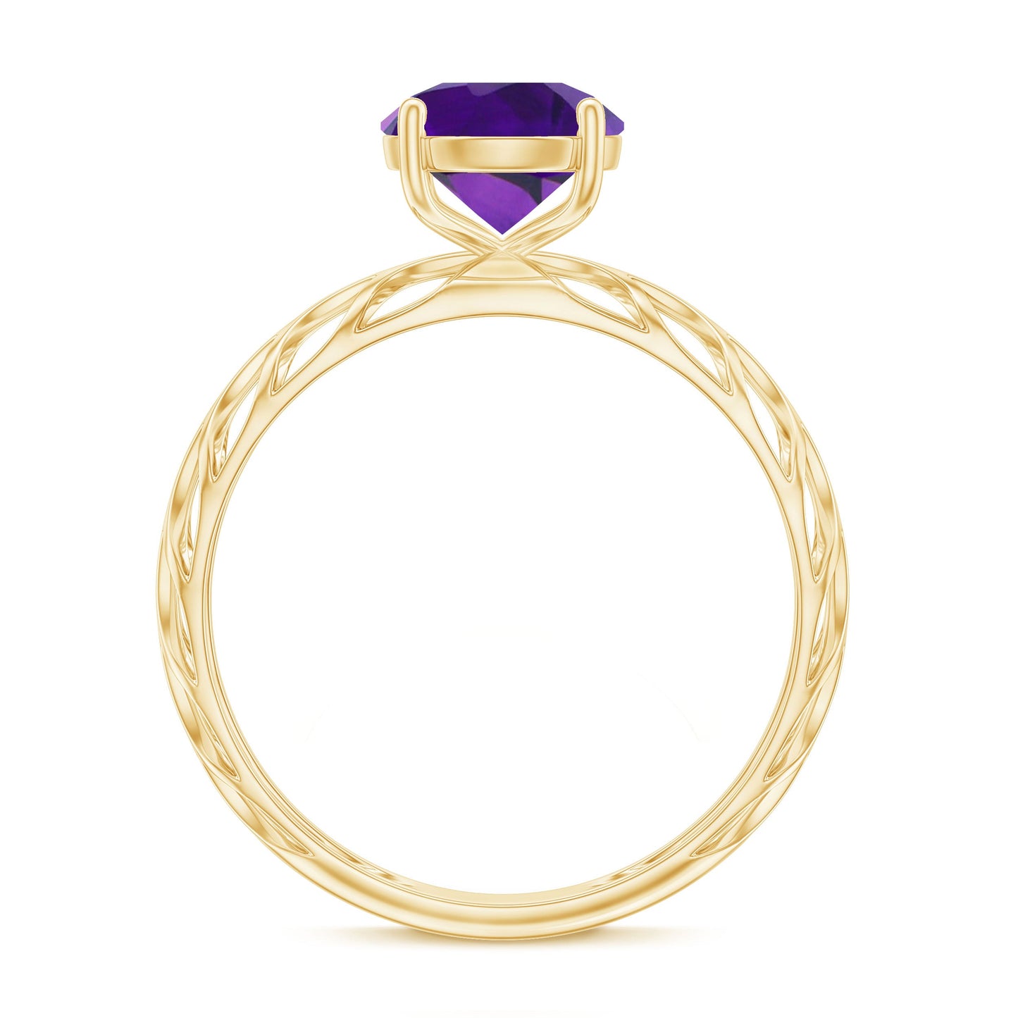 1.2 Carat Round Amethyst Solitaire Engagement Ring with Filigree Details