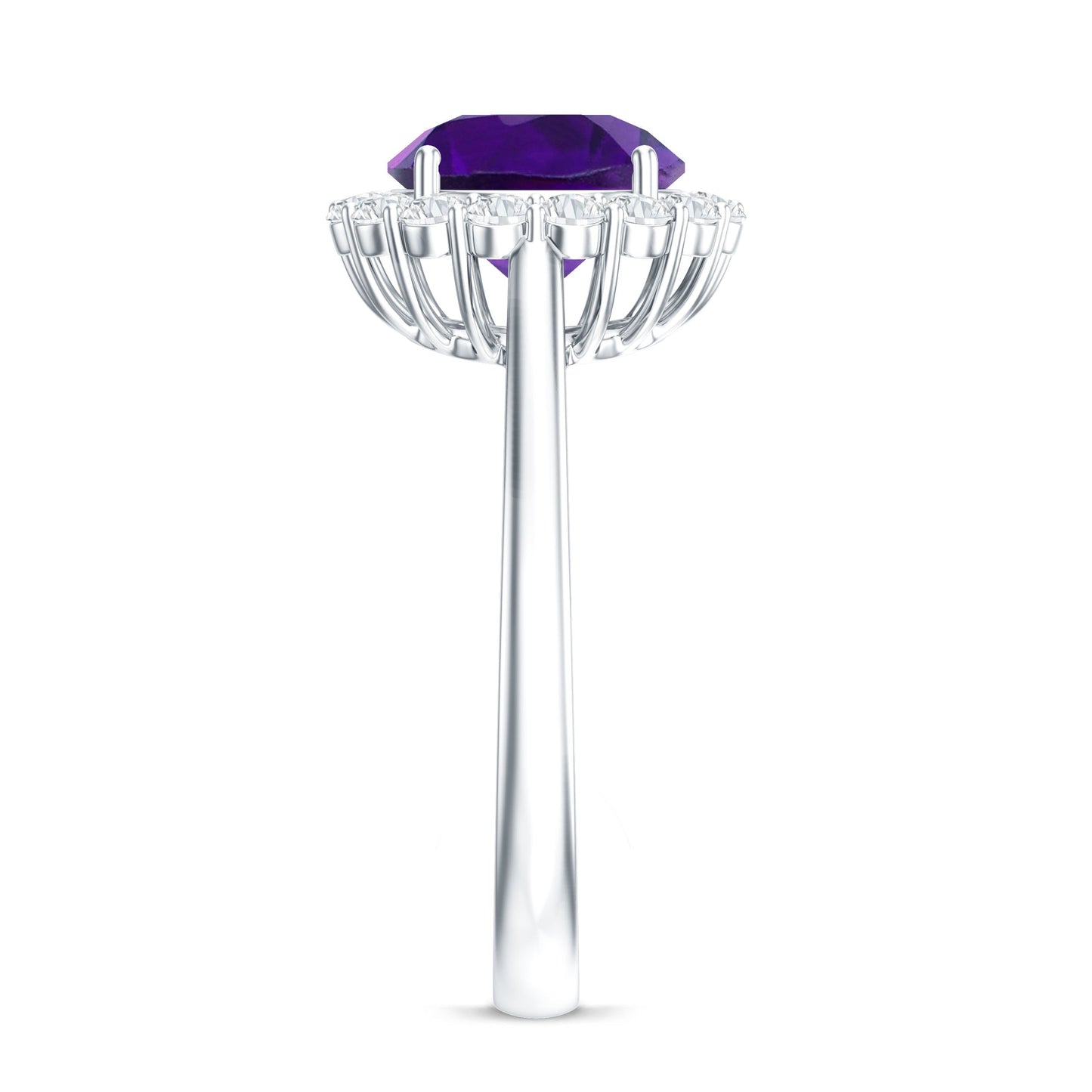 2.25 CT Amethyst Engagement Ring with Moissanite Halo