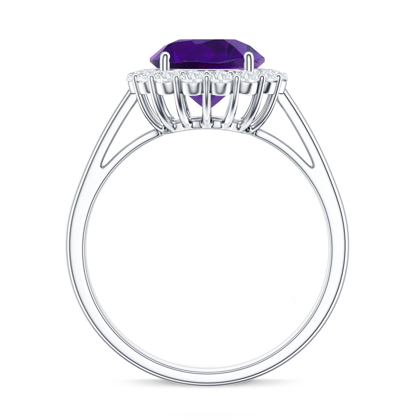2.25 CT Amethyst Engagement Ring with Moissanite Halo
