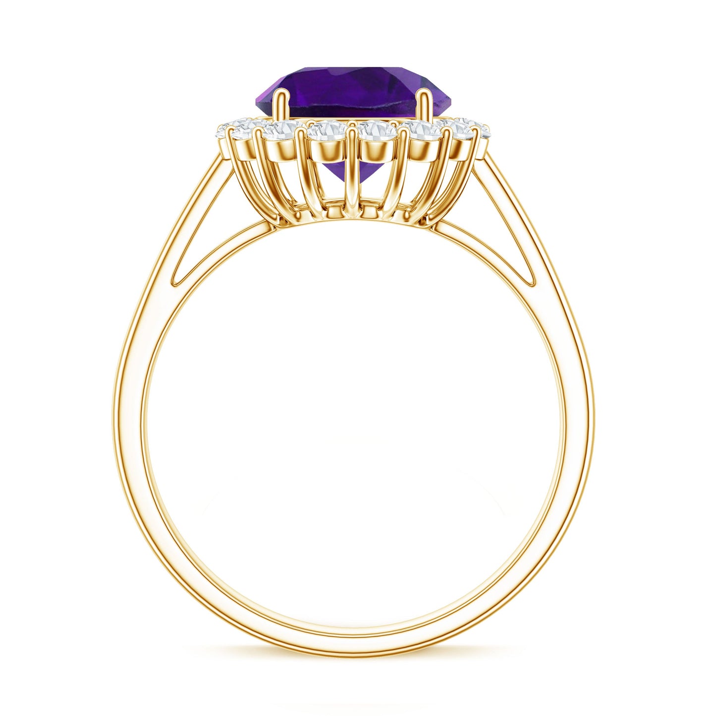 2.25 CT Amethyst Engagement Ring with Moissanite Halo
