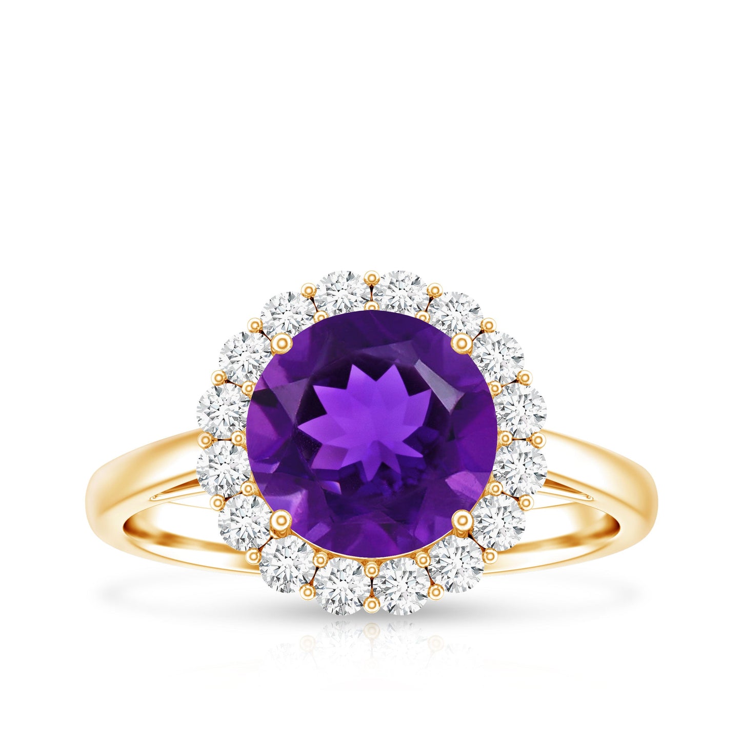 2.25 CT Amethyst Engagement Ring with Moissanite Halo