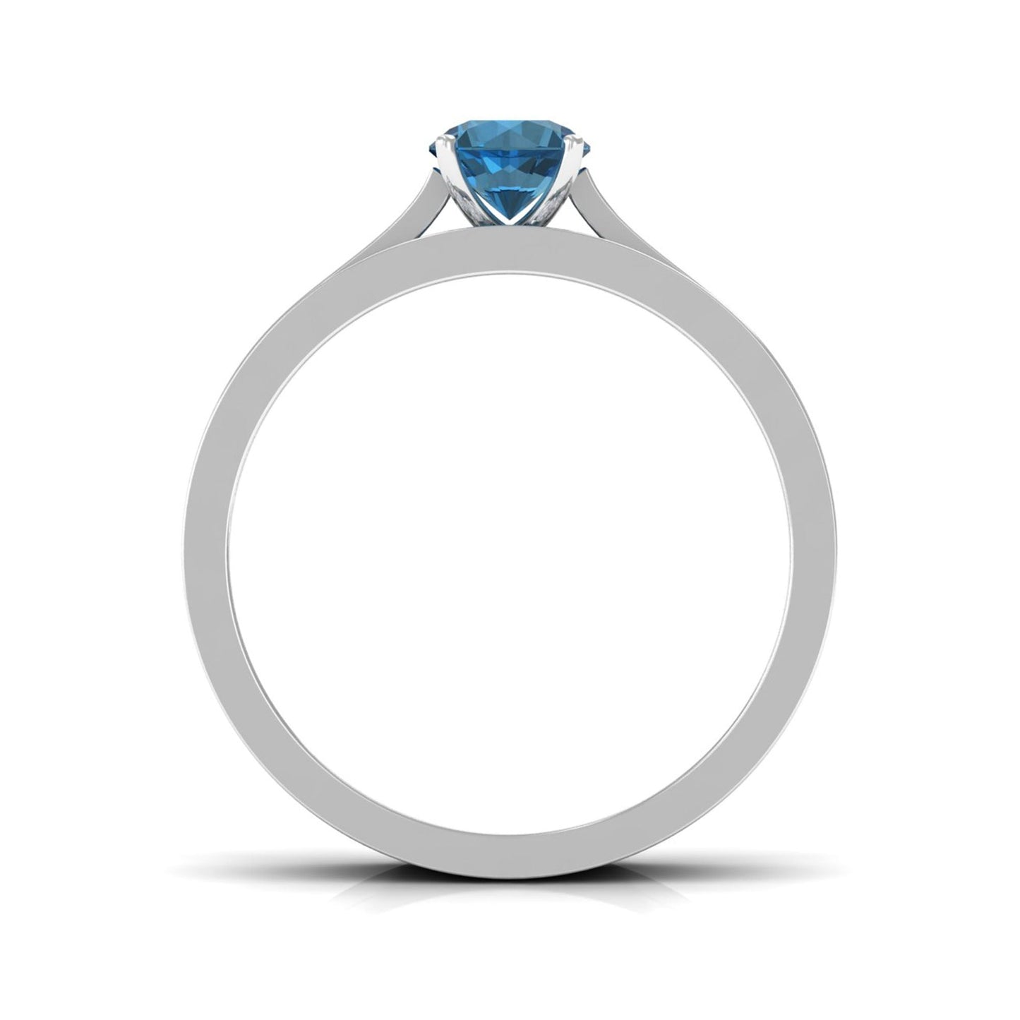 5mm London Blue Topaz Classic Engagement Ring with Diamond Wedding band