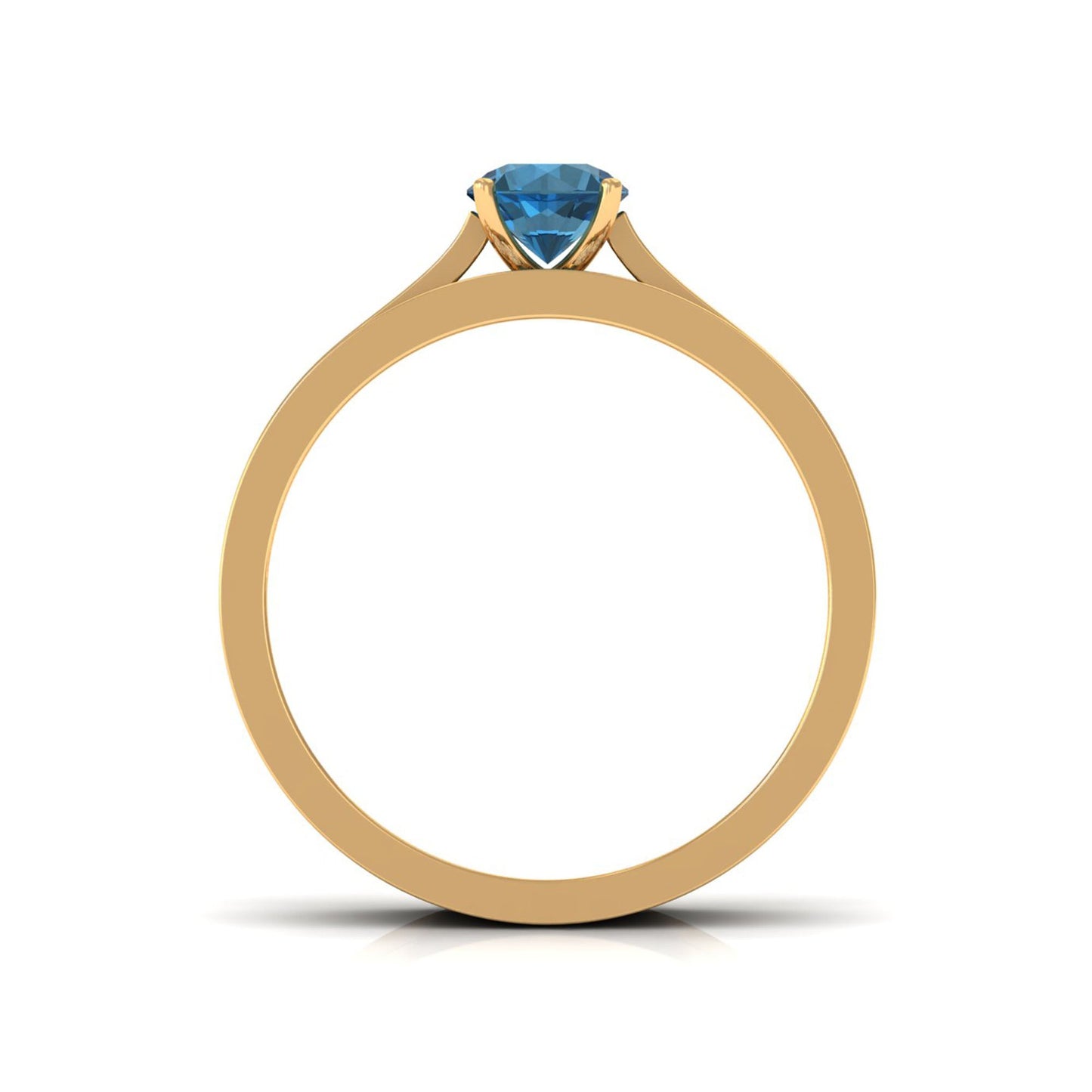 5mm London Blue Topaz Classic Engagement Ring with Diamond Wedding band