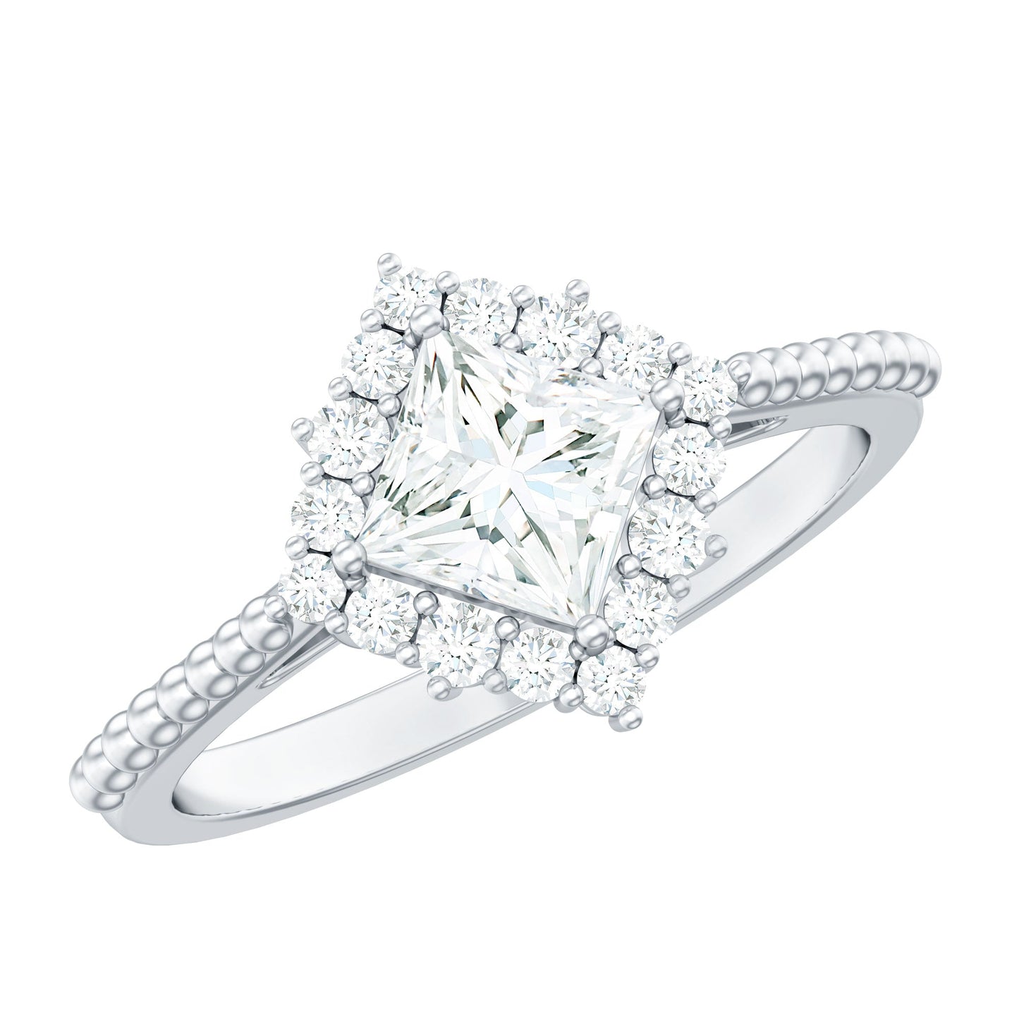 5 mm Princess Cut Moissanite Vintage Inspired Ring