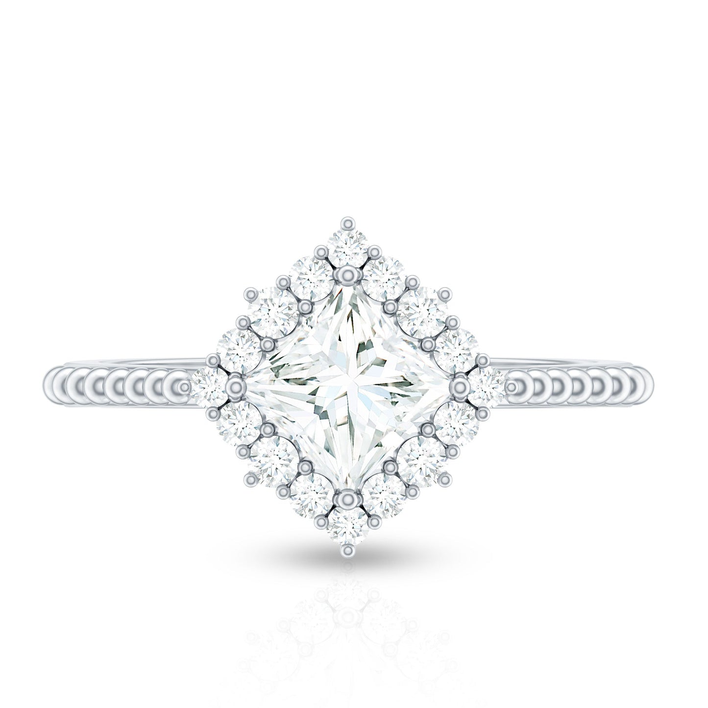 5 mm Princess Cut Moissanite Vintage Inspired Ring