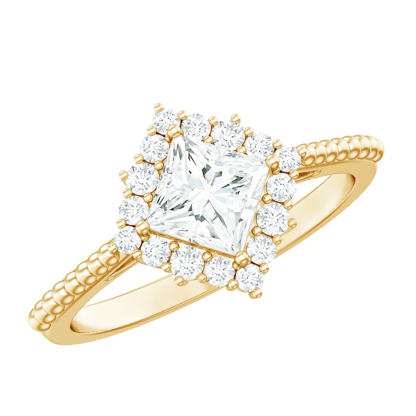 5 mm Princess Cut Moissanite Vintage Inspired Ring