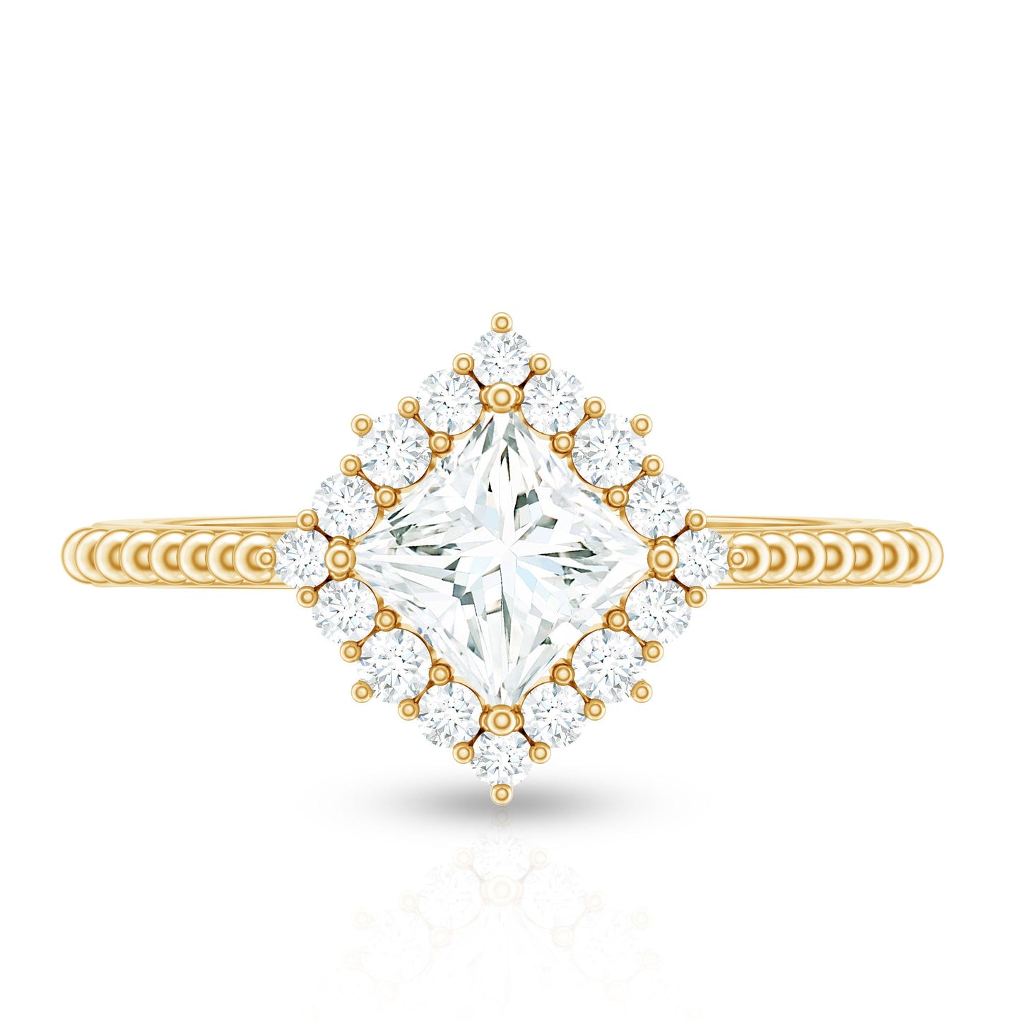 5 mm Princess Cut Moissanite Vintage Inspired Ring