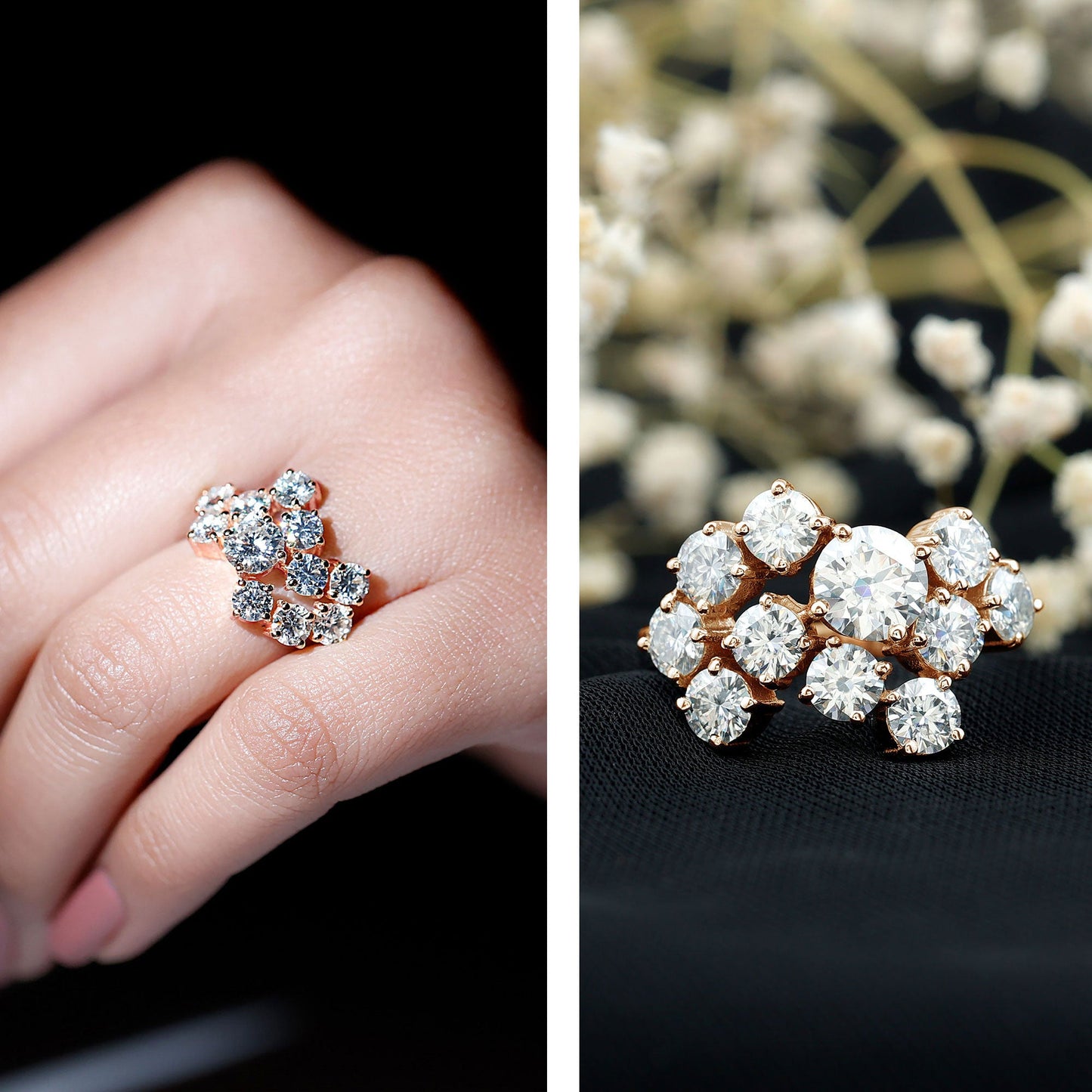 Round Cut Moissanite Statement Ring for Women