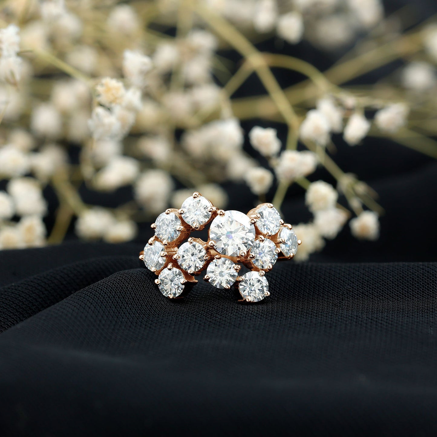 Round Cut Moissanite Statement Ring for Women