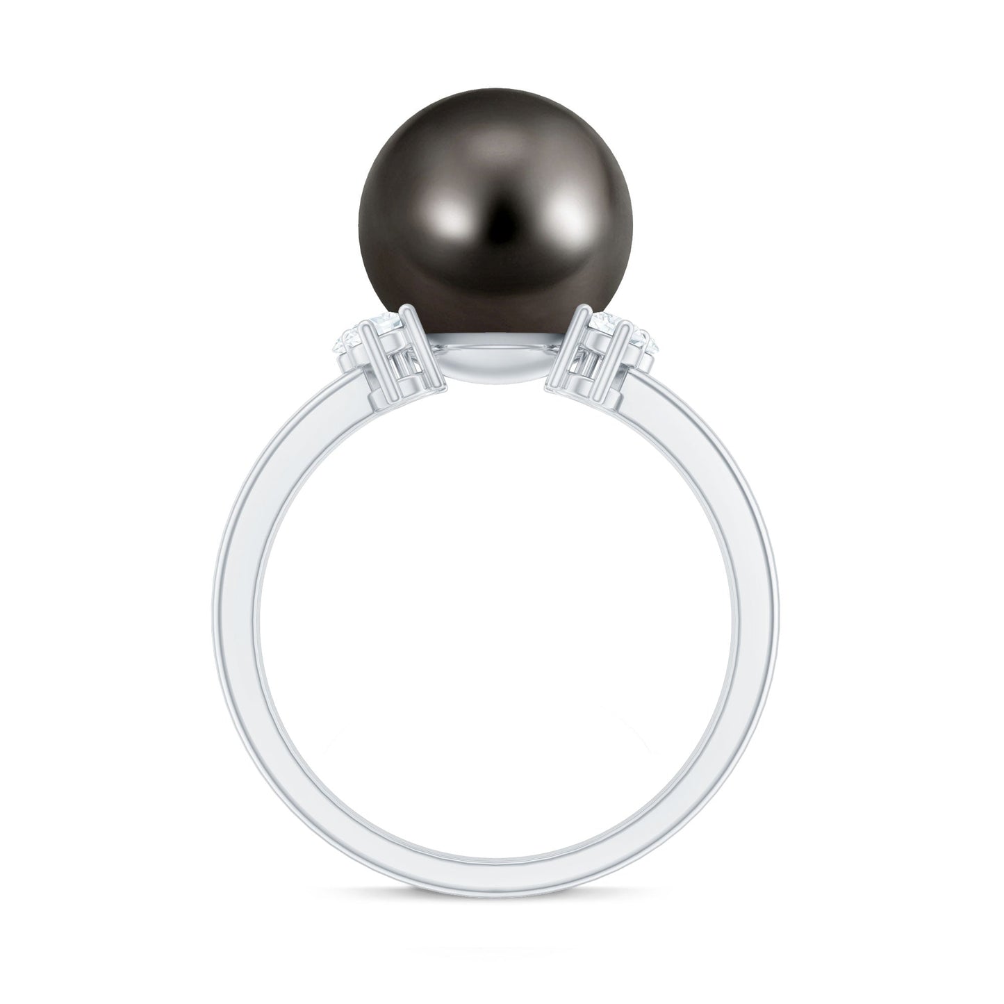 7.50 Carat Real Tahitian Black Pearl Solitaire Engagement Ring