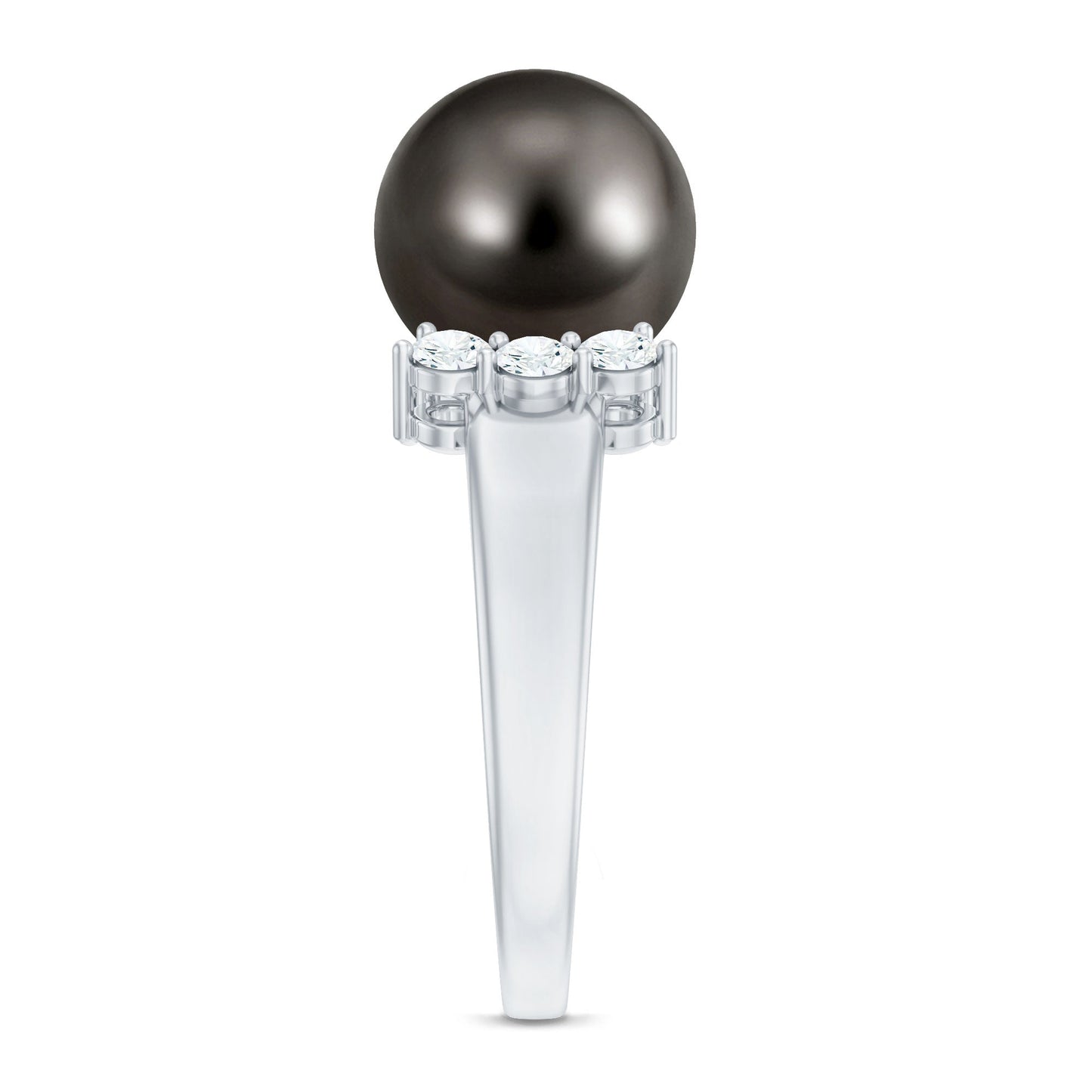 7.50 Carat Real Tahitian Black Pearl Solitaire Engagement Ring