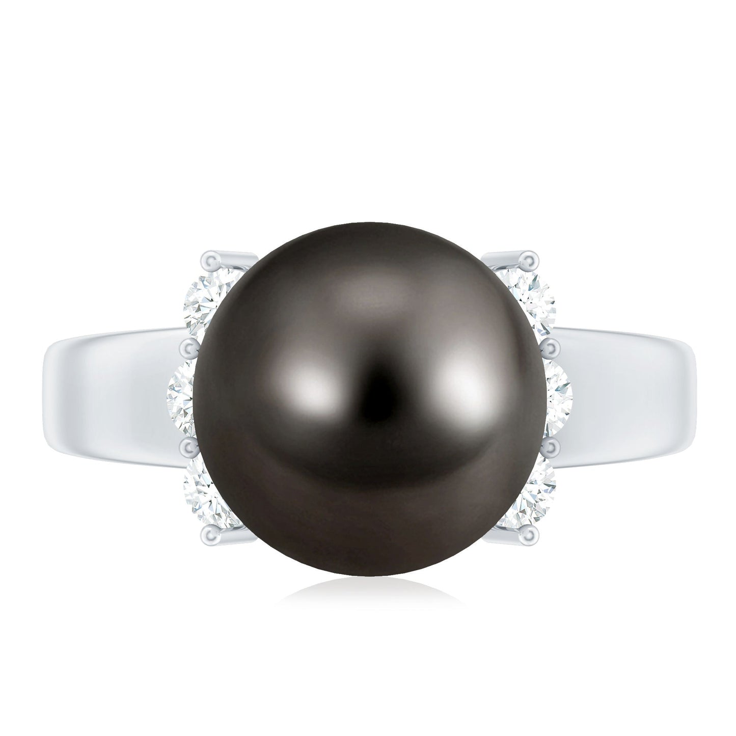 7.50 Carat Real Tahitian Black Pearl Solitaire Engagement Ring