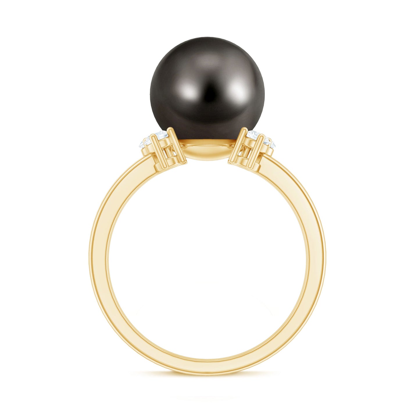 7.50 Carat Real Tahitian Black Pearl Solitaire Engagement Ring
