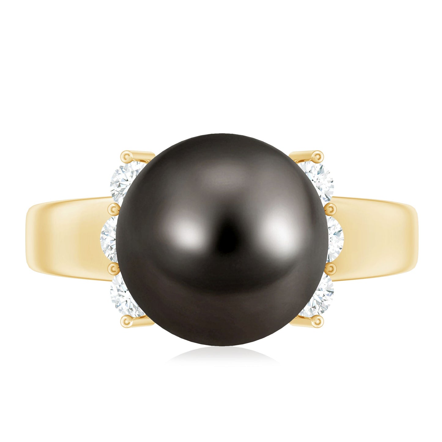 7.50 Carat Real Tahitian Black Pearl Solitaire Engagement Ring