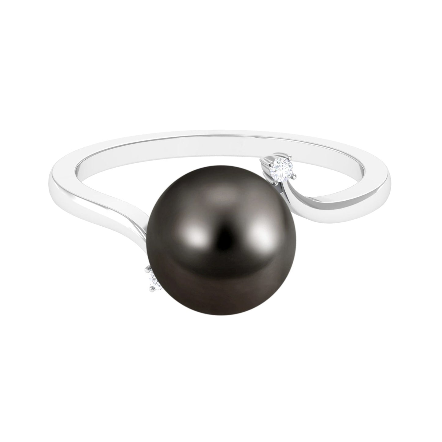 7.5 Carat Solitaire Tahitian Pearl Bypass Engagement Ring with Diamond