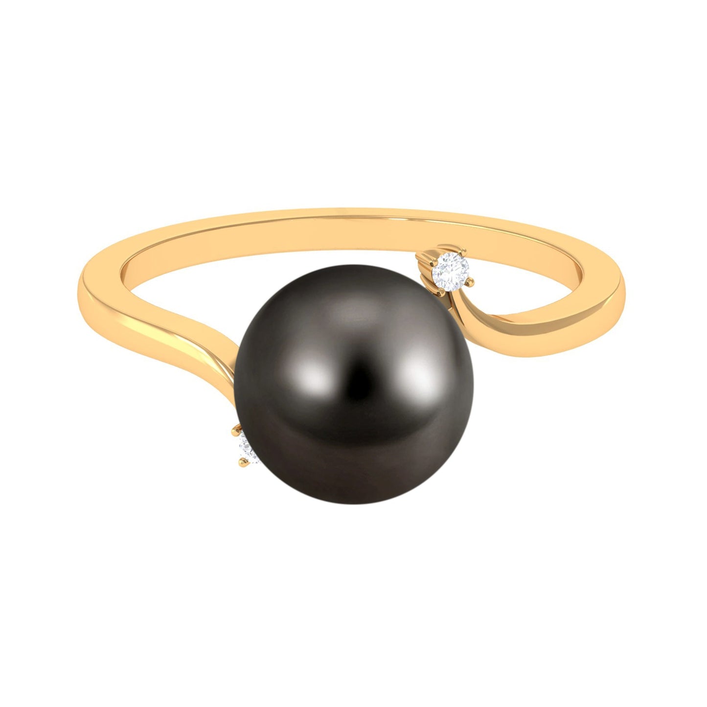 7.5 Carat Solitaire Tahitian Pearl Bypass Engagement Ring with Diamond