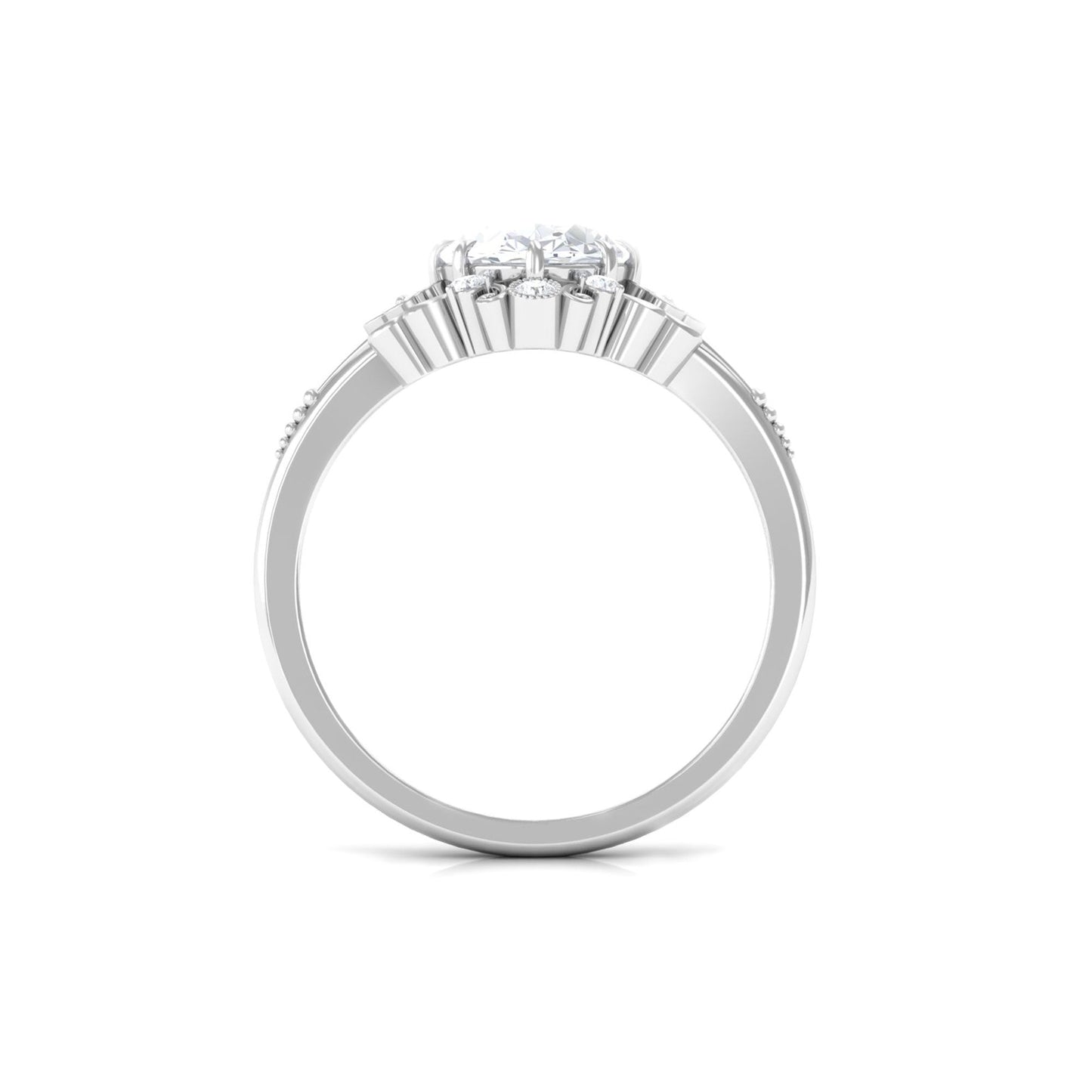 7X9mm Oval Cut Certified Moissanite Vintage Statement Ring