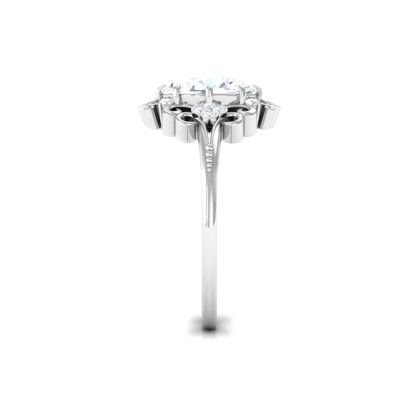 7X9mm Oval Cut Certified Moissanite Vintage Statement Ring