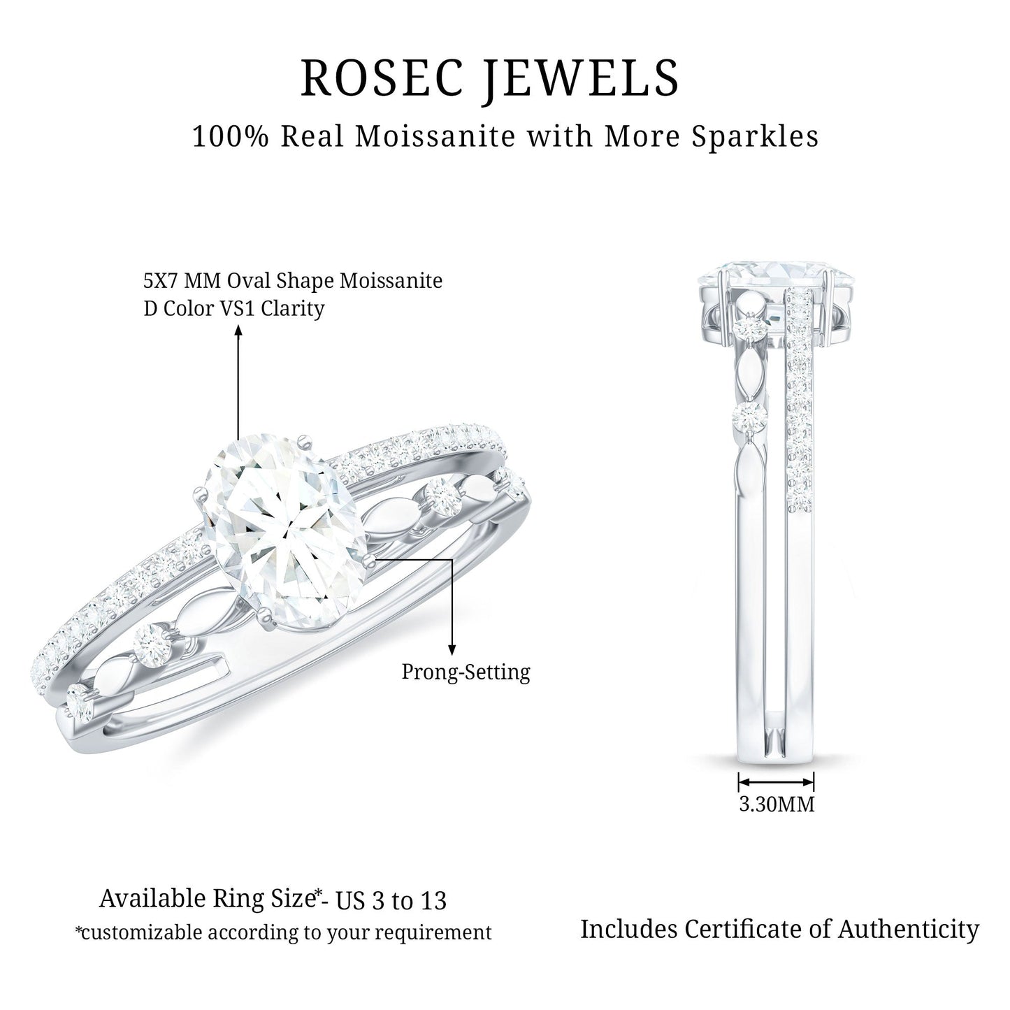 Oval Cut Moissanite Engagement Ring For Women