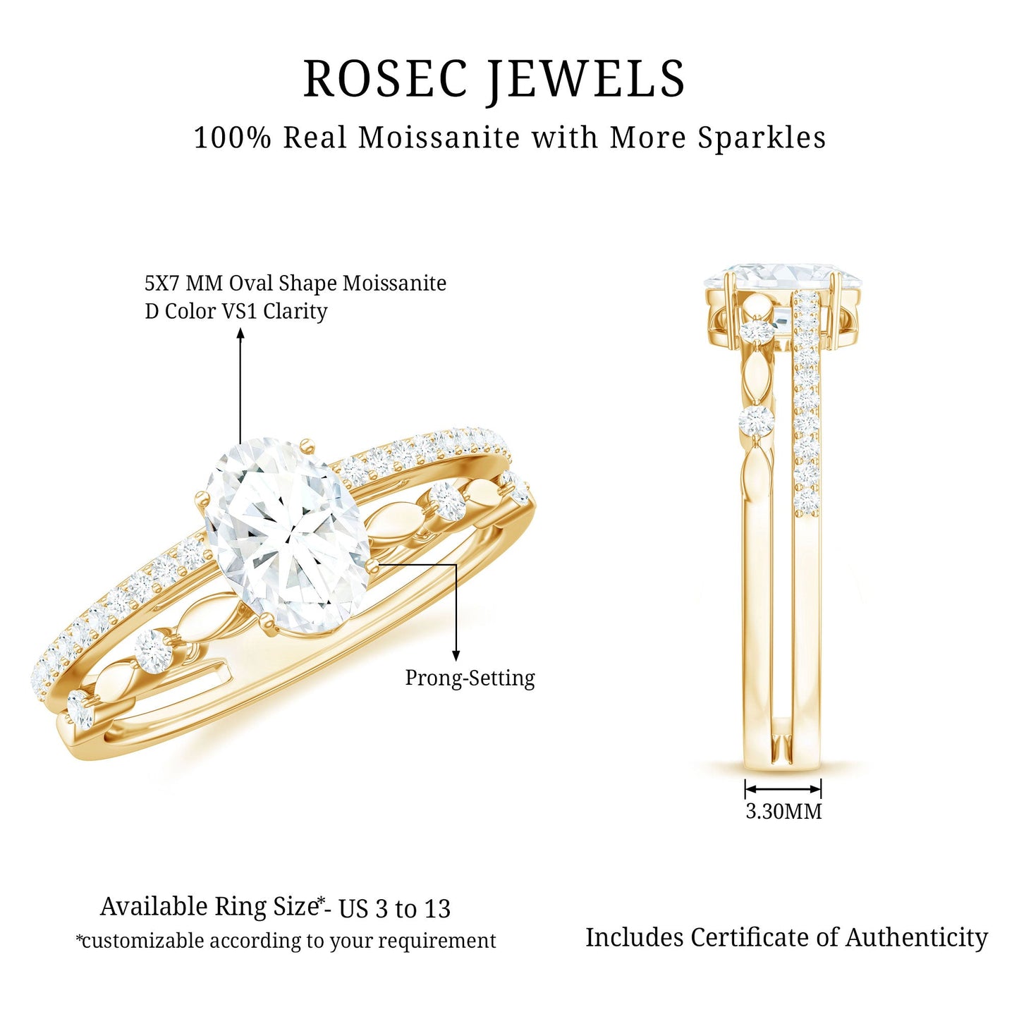 Oval Cut Moissanite Engagement Ring For Women