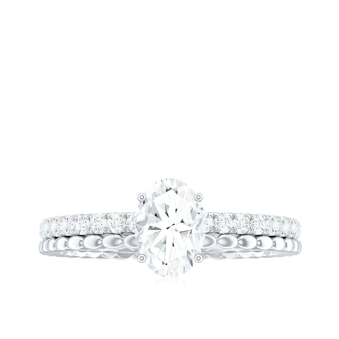 5x7mm Solitaire Moissanite Oblong Engagement Ring