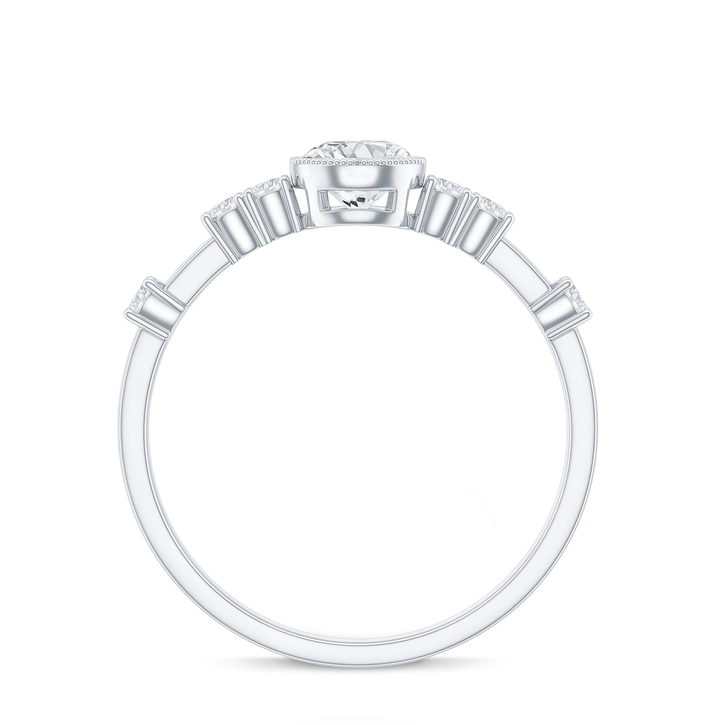 5mm Round Certified Moissanite Solitaire Engagement Ring in Bezel Setting