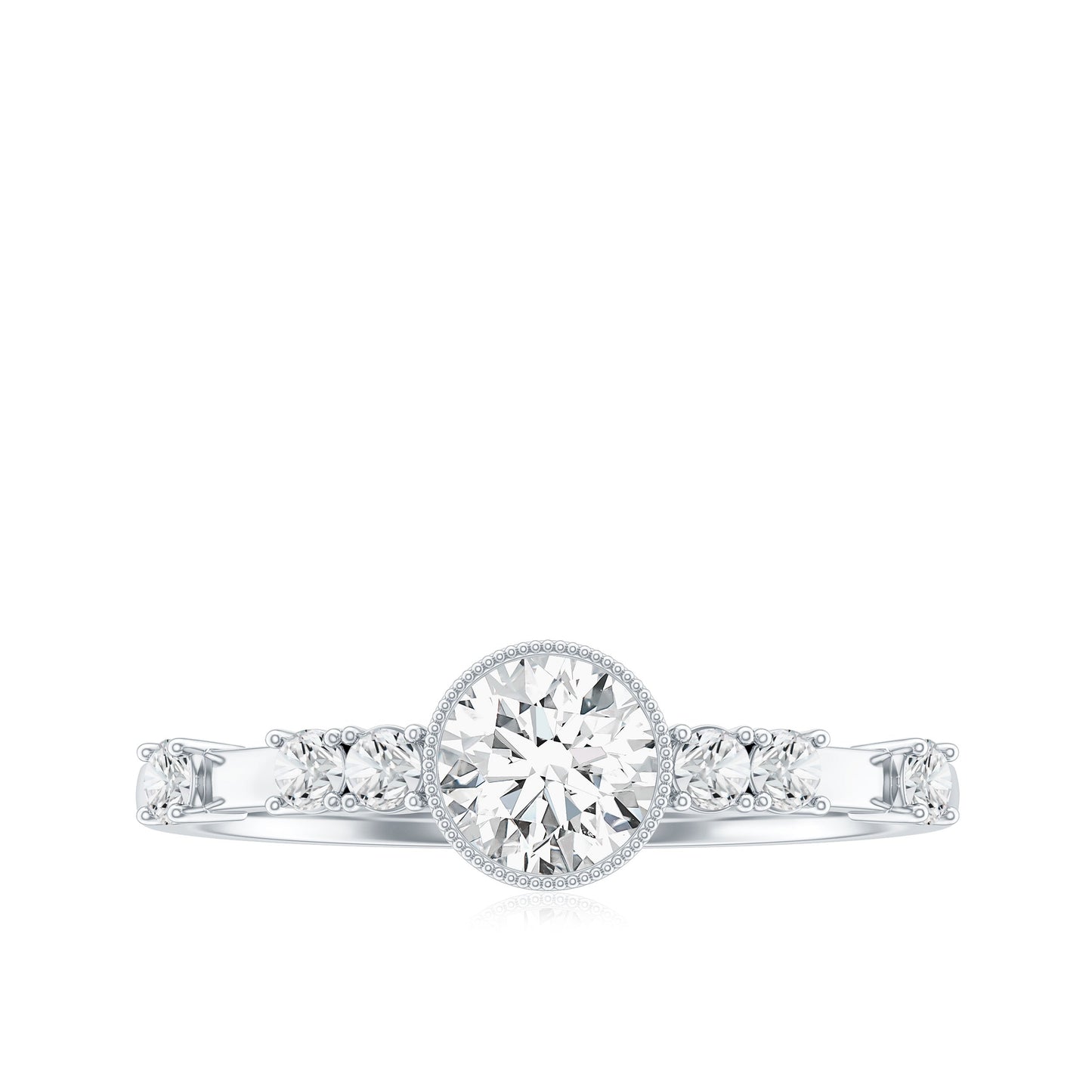 5mm Round Certified Moissanite Solitaire Engagement Ring in Bezel Setting