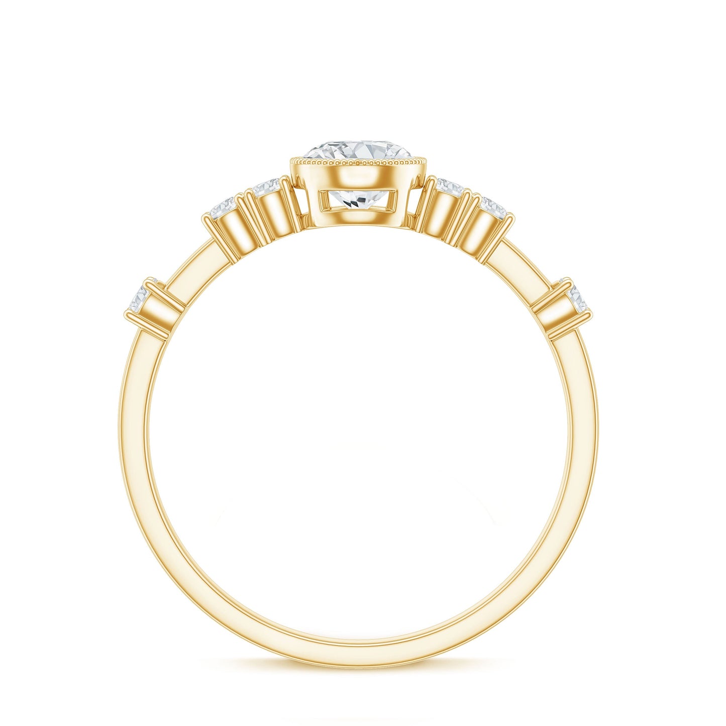 5mm Round Certified Moissanite Solitaire Engagement Ring in Bezel Setting