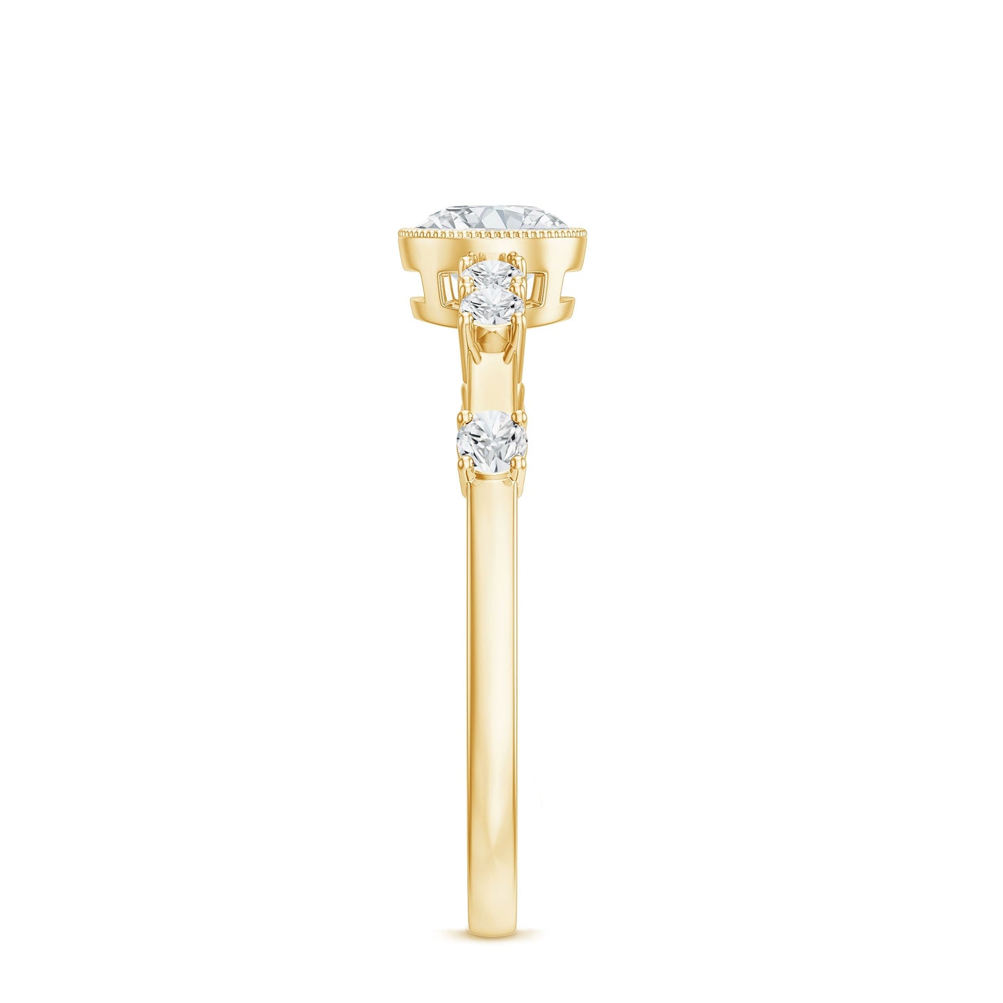 5mm Round Certified Moissanite Solitaire Engagement Ring in Bezel Setting