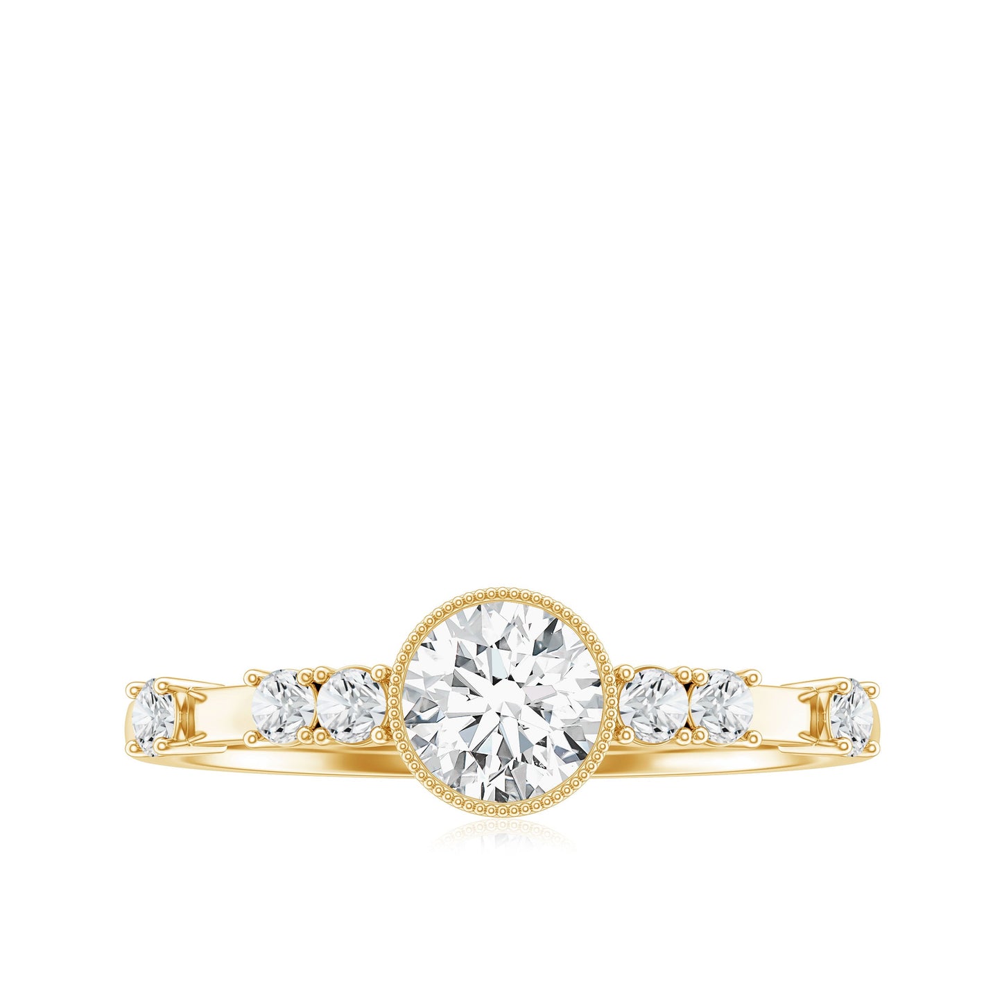 5mm Round Certified Moissanite Solitaire Engagement Ring in Bezel Setting