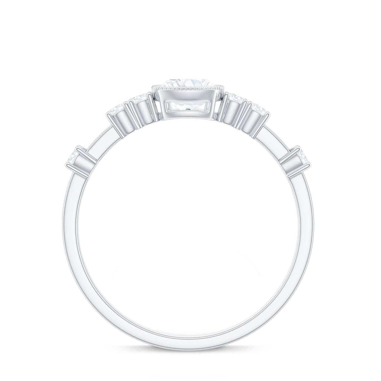 6mm Cushion Cut Moissanite Solitaire Engagement Ring in Bezel Setting