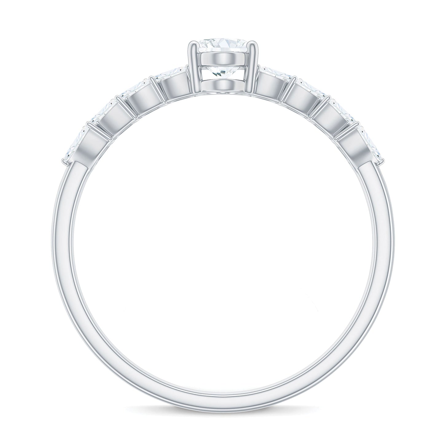 4x6mm Oval Cut Certified Moissanite Engagement Split Shank Ring