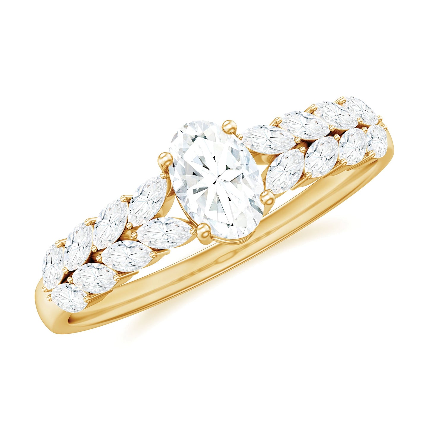 4x6mm Oval Cut Certified Moissanite Engagement Split Shank Ring