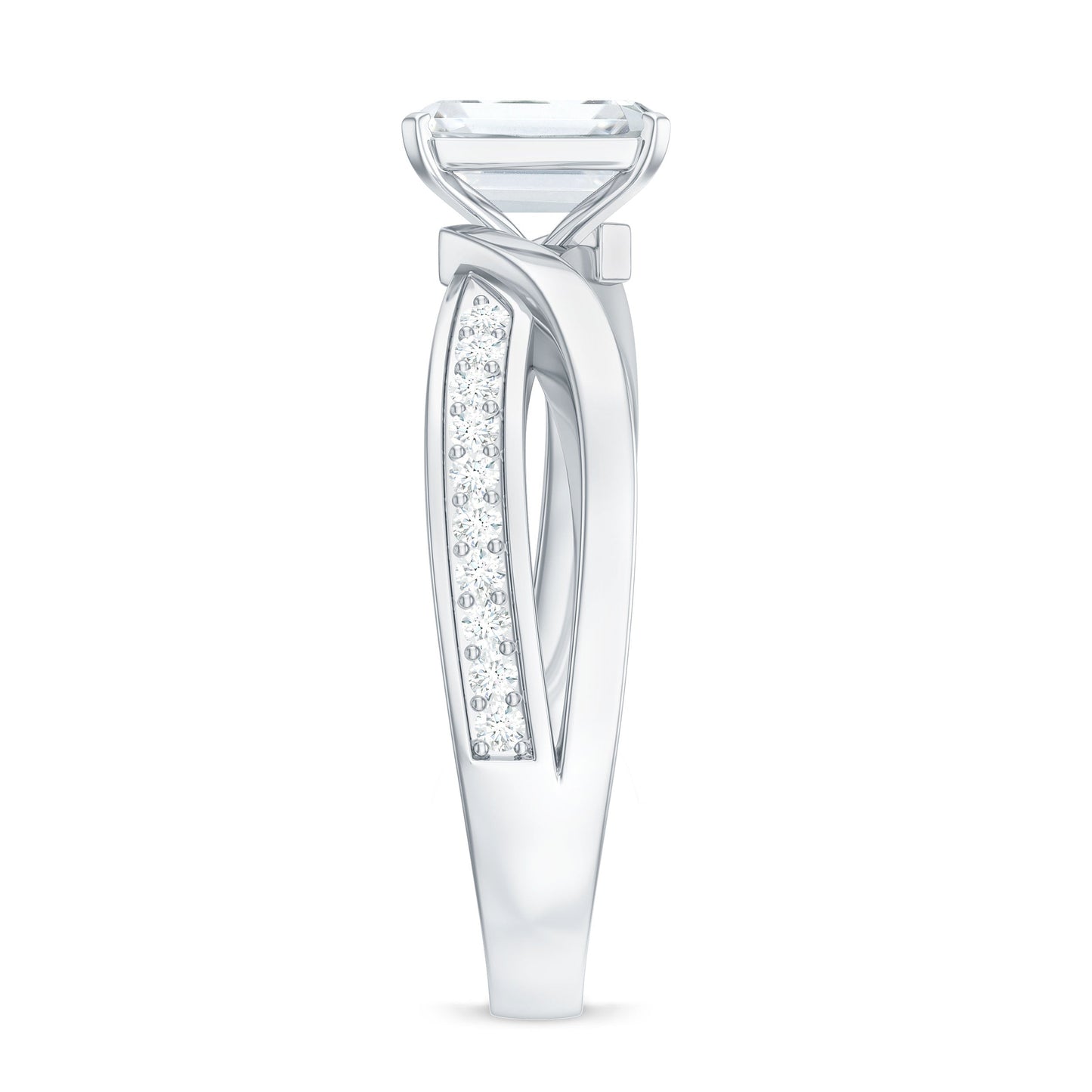 6X8mm Emerald Cut Moissanite Infinity Engagement Ring