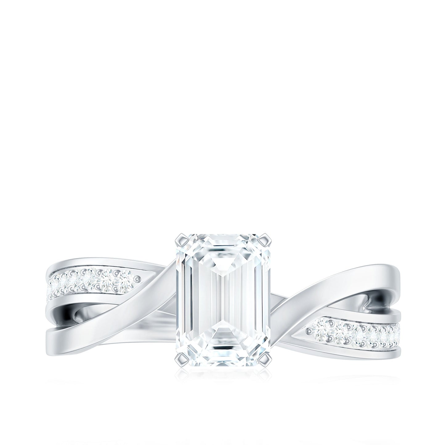 6X8mm Emerald Cut Moissanite Infinity Engagement Ring