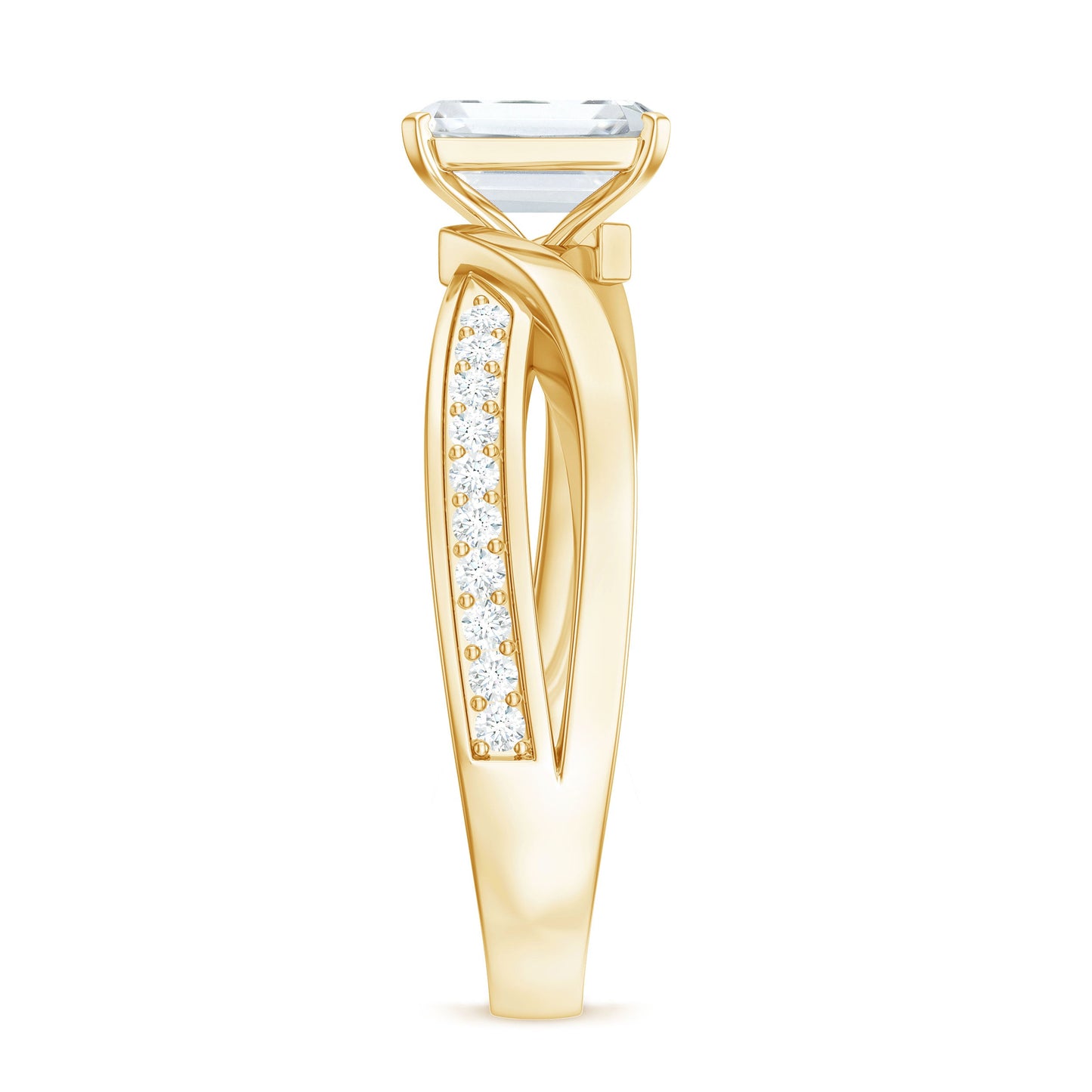 6X8mm Emerald Cut Moissanite Infinity Engagement Ring